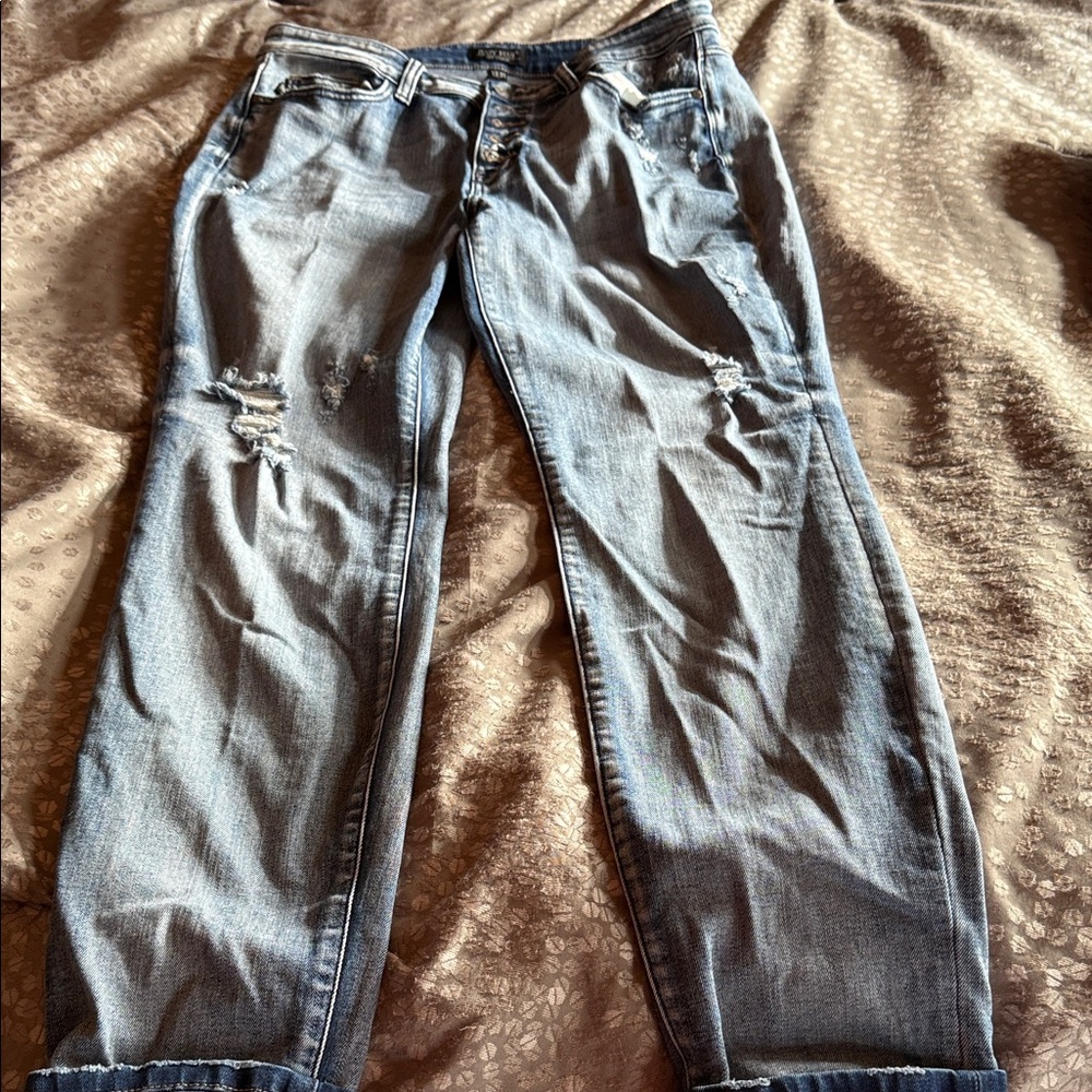 Judy Blue Light Blue Distressed Boyfriend Jeans